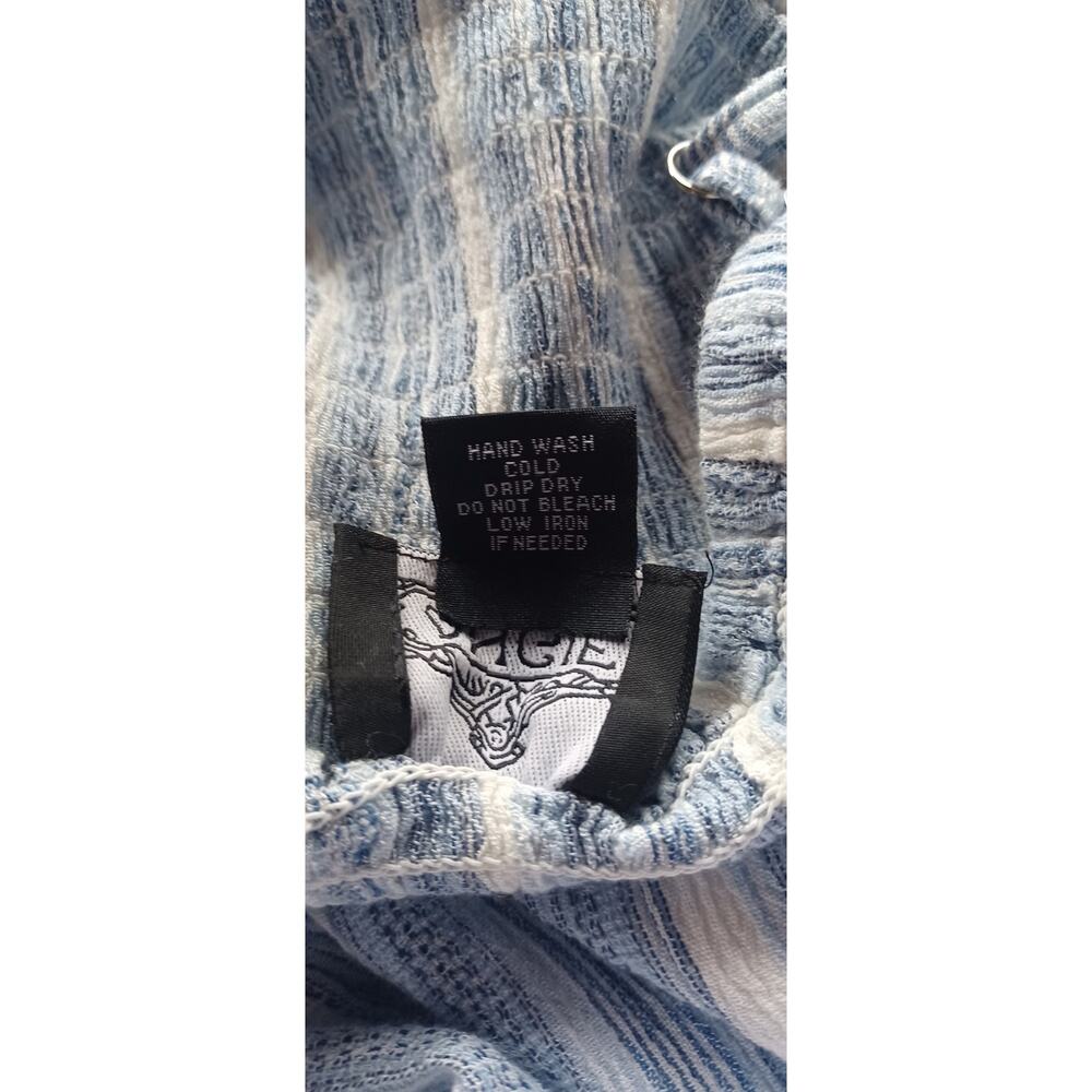 Angie Plus Size 2X Blue White Striped Tiered Boho Sundress Tie Front Beach Gauze - Picture 7 of 7